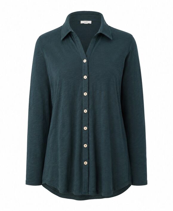 J. Jill Tops - Relaxed Deep Teal Slub Cotton Blend Button-Up Shirt J. Jill Women’s Size M